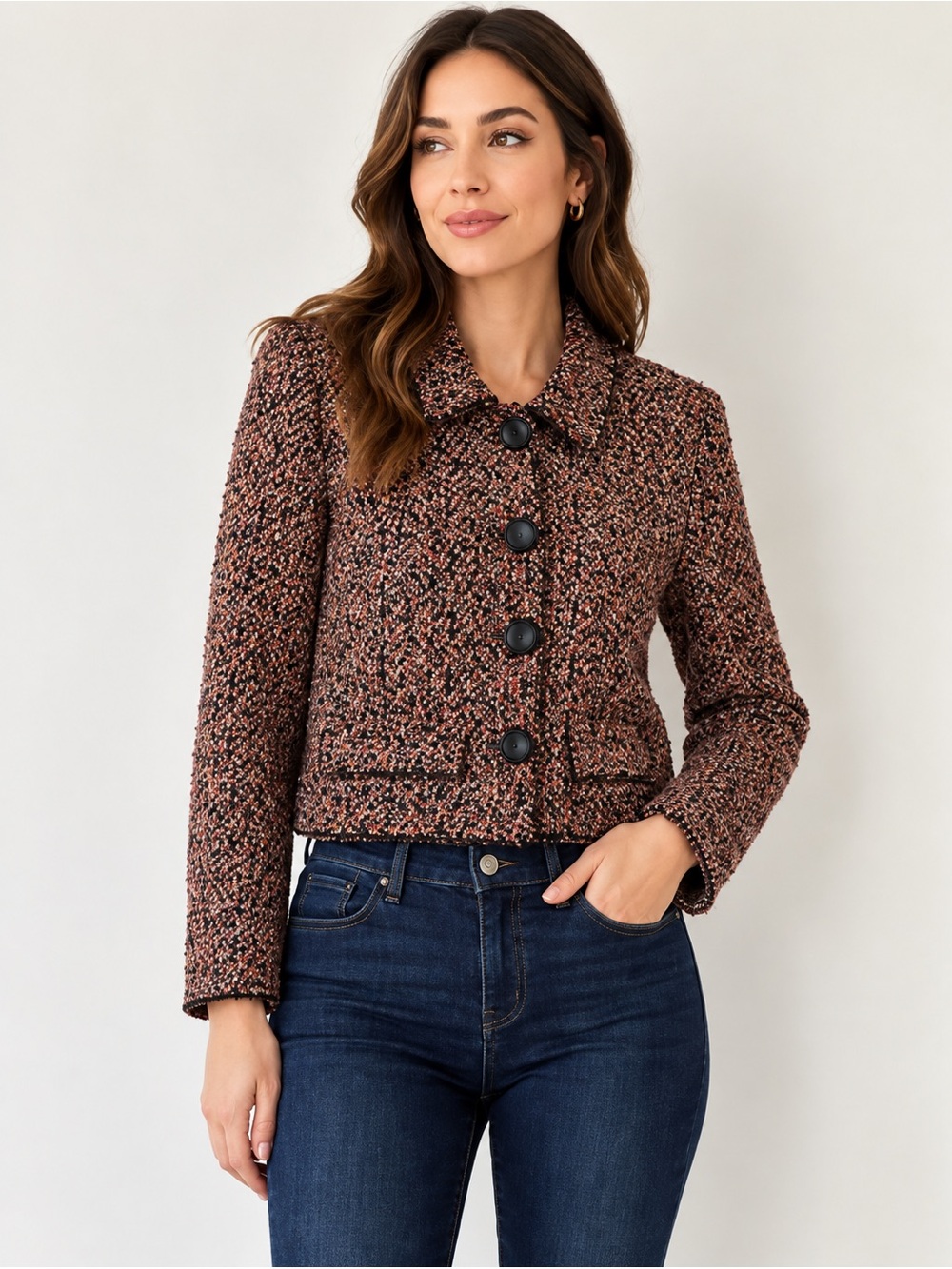 Anthropologie Willow Colorful Textured Knit Jacket Button Cardigan Artsy M